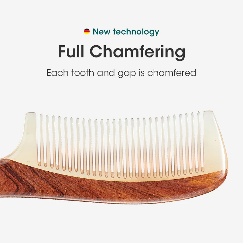 MR.GREEN Comb Natural Wood With Horn Splicing Structure Fine Tooth Hair Comb Anti-Static Head acupuncture point massage Gift - Image 5