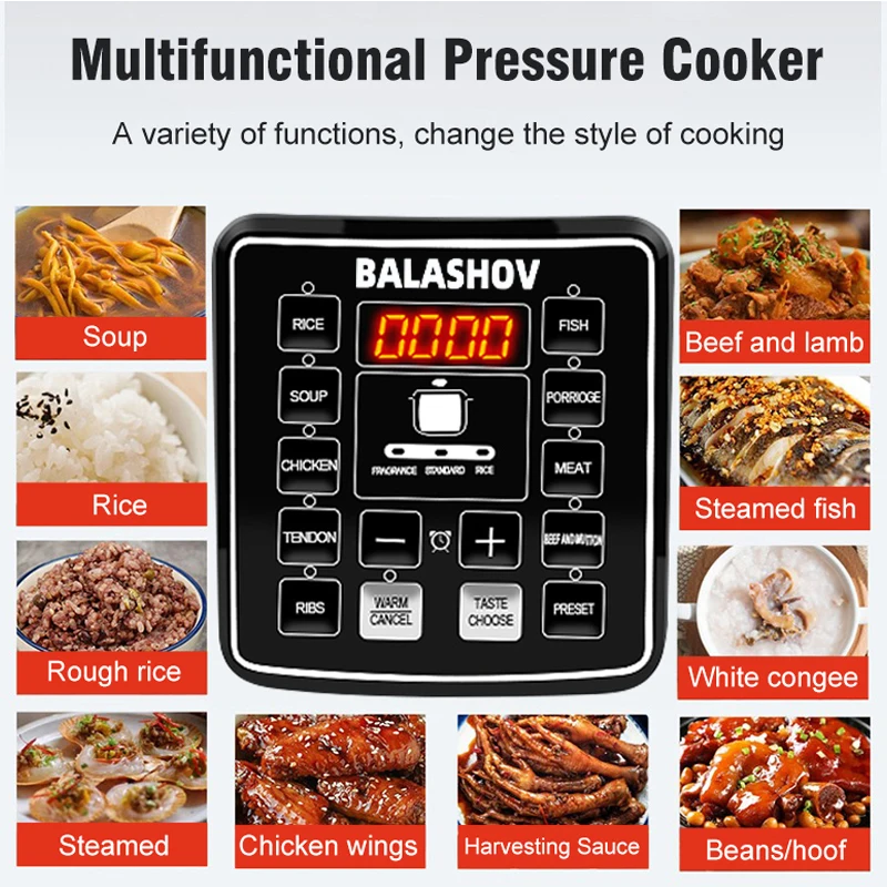 5L Multifunction Electric Pressure Cookers Soup Porridge Rice Heating Meal Heater Kitchen Intelligent Pressure Cooker for Home - Image 5